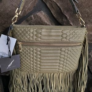 Brian Atwood Leather Crossbody Bag Purse Olive Green Alandon NWT